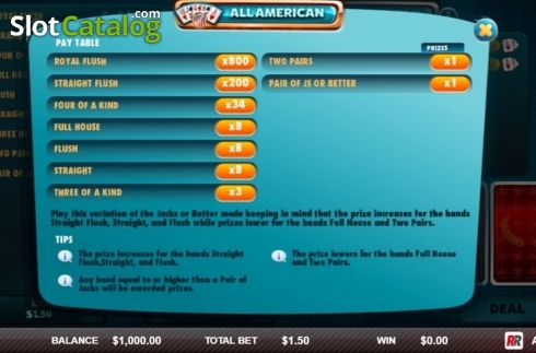 Écran2. All American (Red Rake) Machine à sous