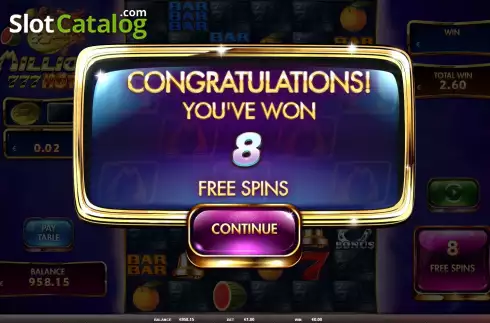 Free Spins Win Screen. Million 777 Hot slot