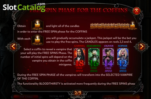 Paytable 2. Crypt of the Vampires slot