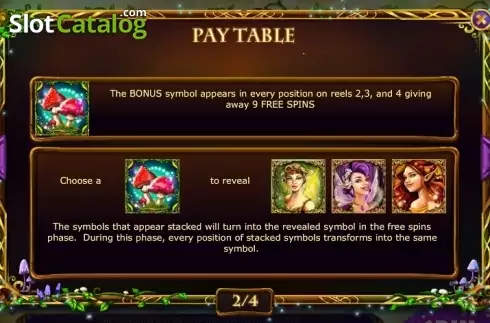 Paytable 2. Fairies Forest (Red Rake) slot
