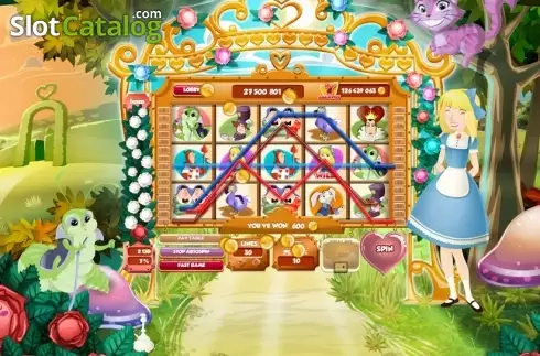 Win Screen. Alice in Wonderland (Red Rake) slot