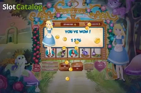 Win Screen 2. Alice in Wonderland (Red Rake) slot