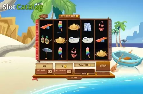 Game Workflow screen. Paradise Beach (Red Rake) slot