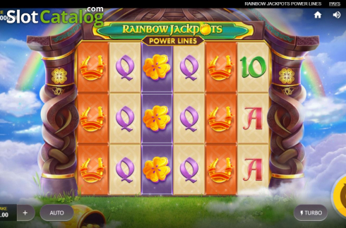 Reel Screen. Rainbow Jackpots Power Lines slot