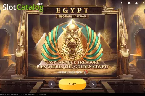 Start Screen. Egypt Megaways slot