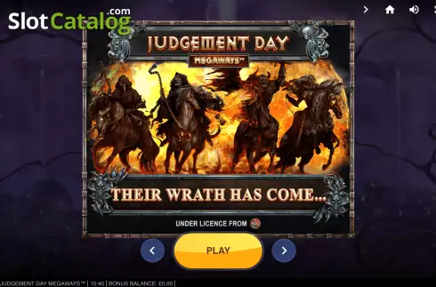 Start Screen. Judgement Day Megaways slot