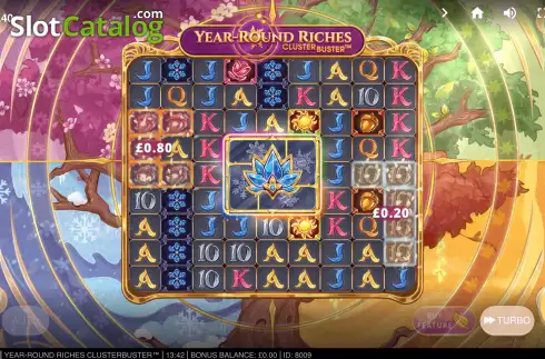 Win Screen. Year-Round Riches Clusterbuster slot