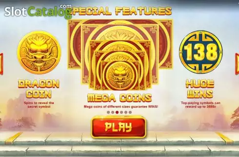 Features screen. Dragon's Luck Power Reels slot