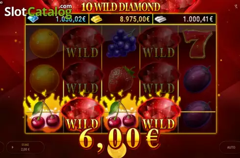 Win screen. 10 Wild Diamond slot