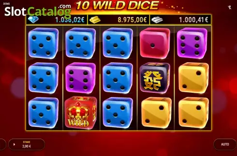 Game screen. 10 Wild Dice (Redstone) slot