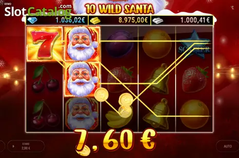 Win screen. 10 Wild Santa slot
