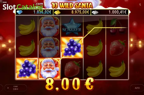 Win screen 2. 10 Wild Santa slot