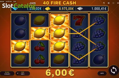 Win screen. 40 Fire Cash slot