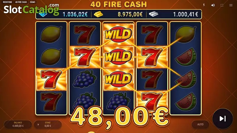 40 Fire Cash Win Screen