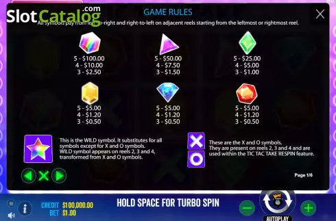 Game Rules 1. Tic Tac Take slot
