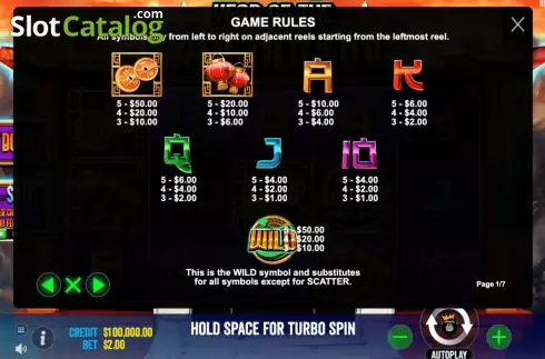 Game Rules 1. Year of the Dragon King slot