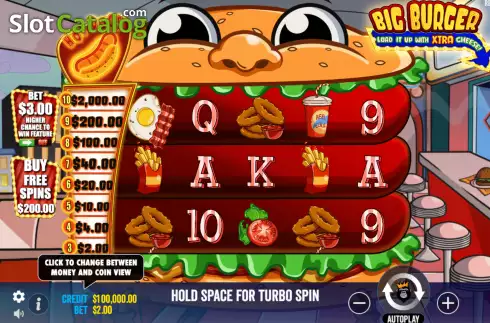 Reels Screen. Big Burger Load it up with Xtra Cheese slot
