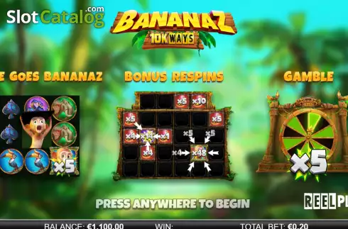 Start Screen. Bananaz 10K Ways slot