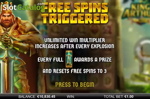 Free Spins Win Screen 2. King Arthur 10k Ways slot