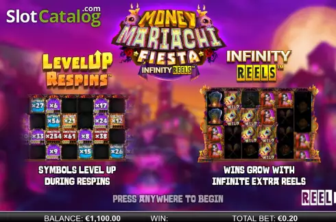 Start Screen. Money Mariachi Fiesta Infinity Reels slot