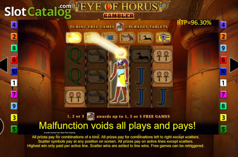 Ekran7. Eye of Horus Gambler yuvası