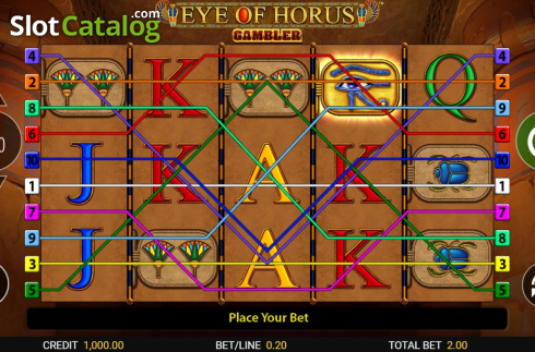 Paylines. Eye of Horus Gambler slot