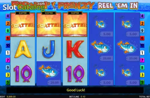 Free Spins Win Screen. Fishin’ Frenzy Reel ’Em In slot
