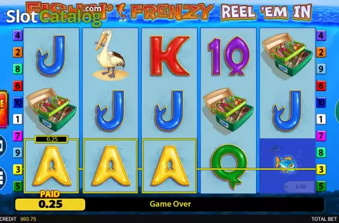Win Screen. Fishin' Frenzy Reel 'Em In Fortune Play slot