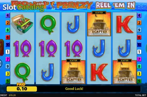 Free Spins Win Screen. Fishin' Frenzy Reel 'Em In Fortune Play slot
