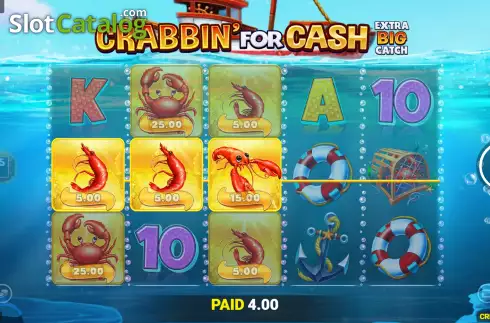Win Screen. Crabbin' For Cash Extra Big Catch slot