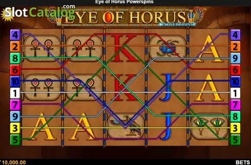 Game screen. Eye of Horus Power Spins slot