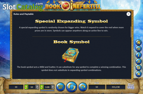 Features. Book of Nefertiti slot