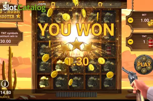 Win screen. Gold Rush Shooter slot