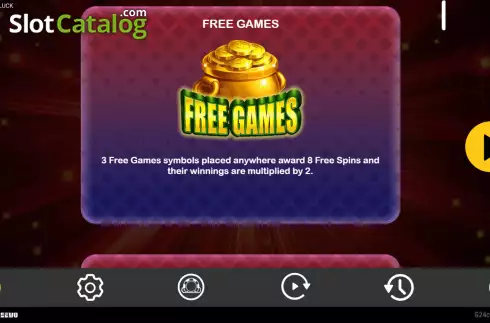 Free Games screen. Diamond Luck slot