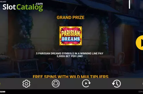 Grand prize screen. Parisian Dreams slot