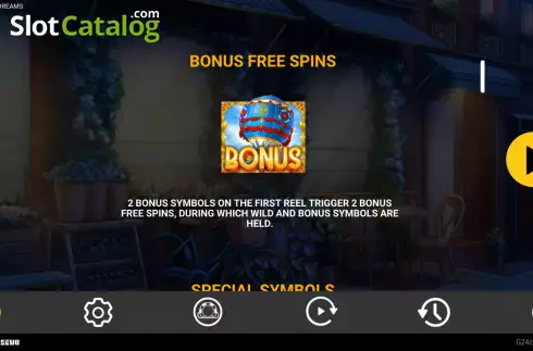 Bonus Free Spins screen. Parisian Dreams slot