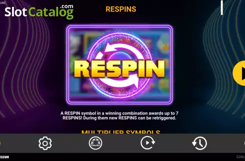 Respins feature screen. Reel Fortune slot