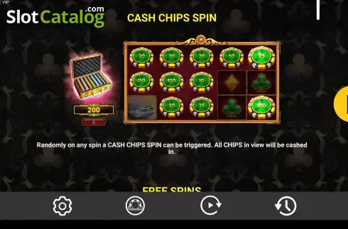 Game Features screen. Casino Chic VIP slot