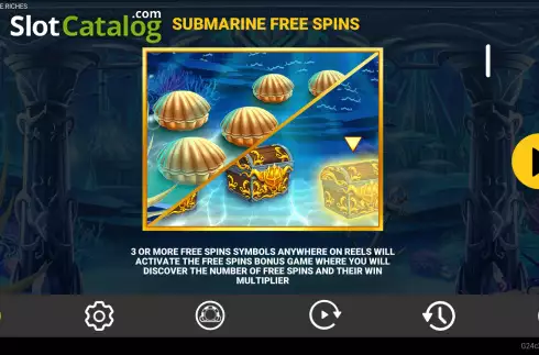 Free Spins screen. Submarine Riches slot