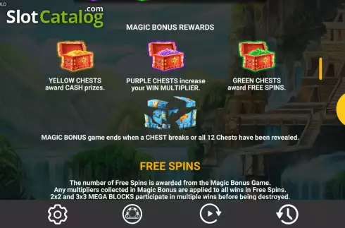 Magic Bonus reward screen. Mayan Magic Gold slot