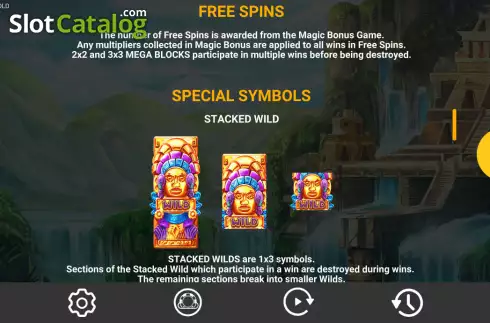 FS and special symbol screen. Mayan Magic Gold slot