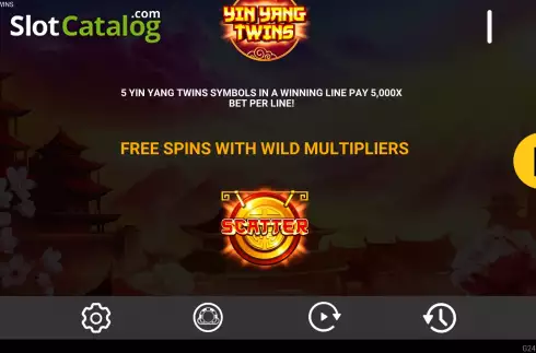 Game Features screen. Yin Yang Twins slot