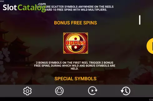 Game Features screen 2. Yin Yang Twins slot