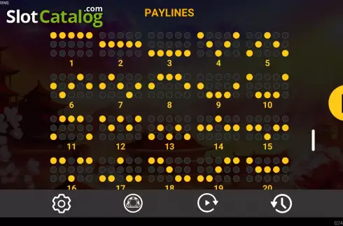 PayLines screen. Yin Yang Twins slot