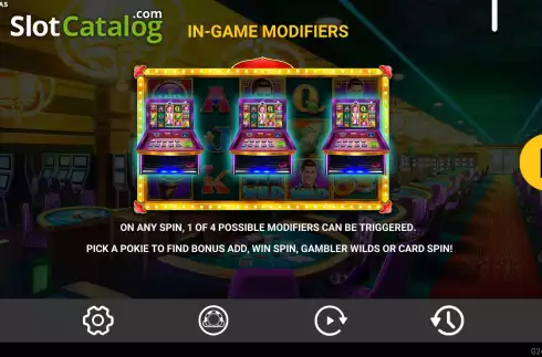 Game Features screen. Pokie Vegas slot