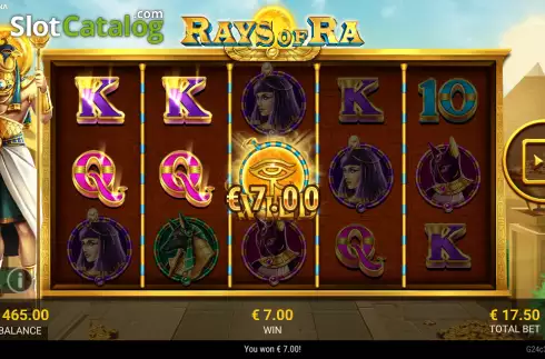 Win screen. Rays of Ra slot
