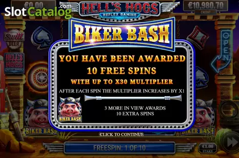 Free Spins Win Screen. Hell's Hogs slot