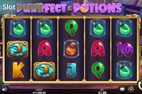 Game Screen. Purrfect Potions slot