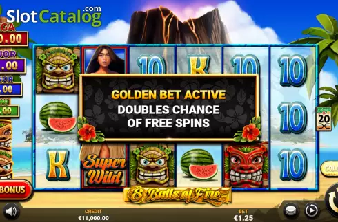 Bonus Bet Screen. 8 Balls of Fire slot