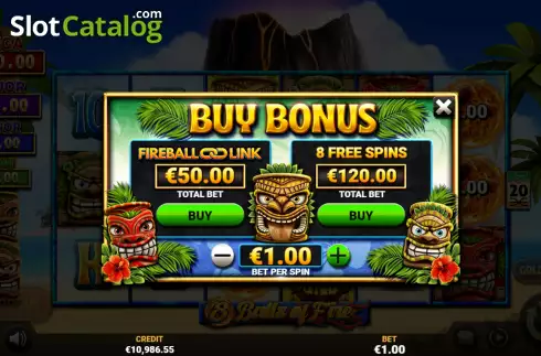 Buy Feature Screen. 8 Balls of Fire slot